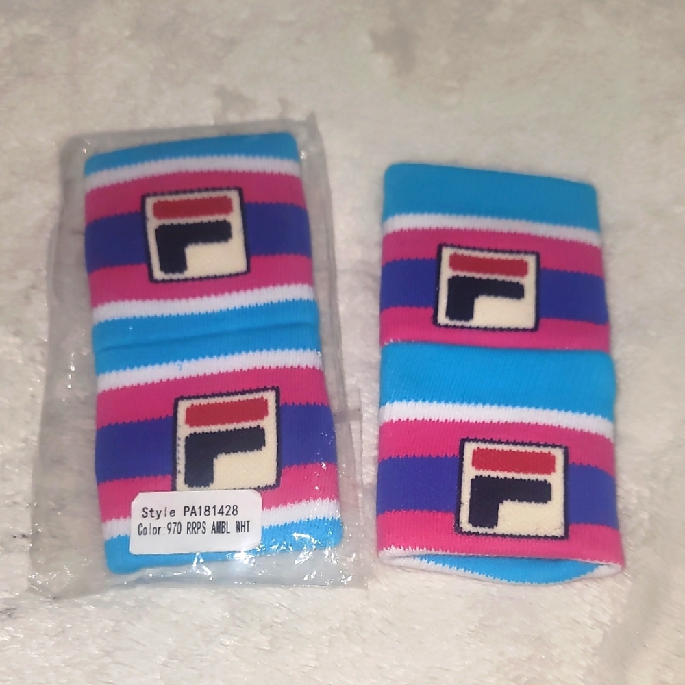 Fila Striped Wristbands in Blue and Pink